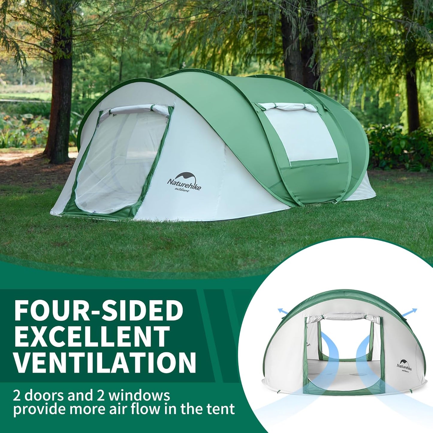 3-4 Person Pop up Tent, Easy Setup Instant Tent, Pop up Tent for Camping, Hiking