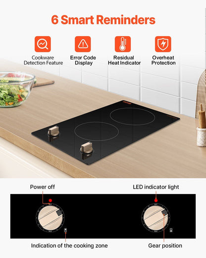 3500W 2 Burner Induction Cooktop Electric Countertop Burner Knob Control